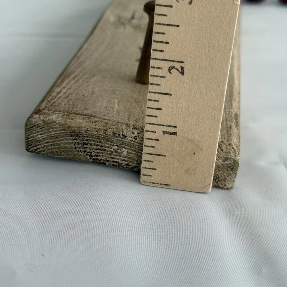 Vtg Apple Shelf 3 Hanging Pegs Distressed Wood Stenciled w Hanger Granny Cottage